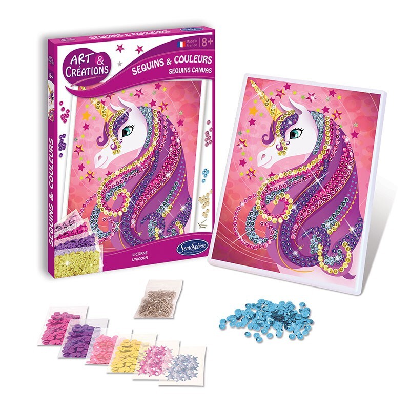 art creations sequins couleurs licorne